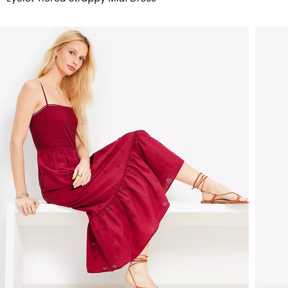 New LOFT Women's Eyelet MIdi Dress